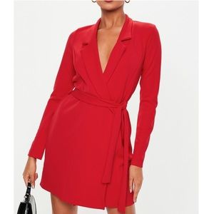 Missguided Long Sleeve Belted Blazer Dress